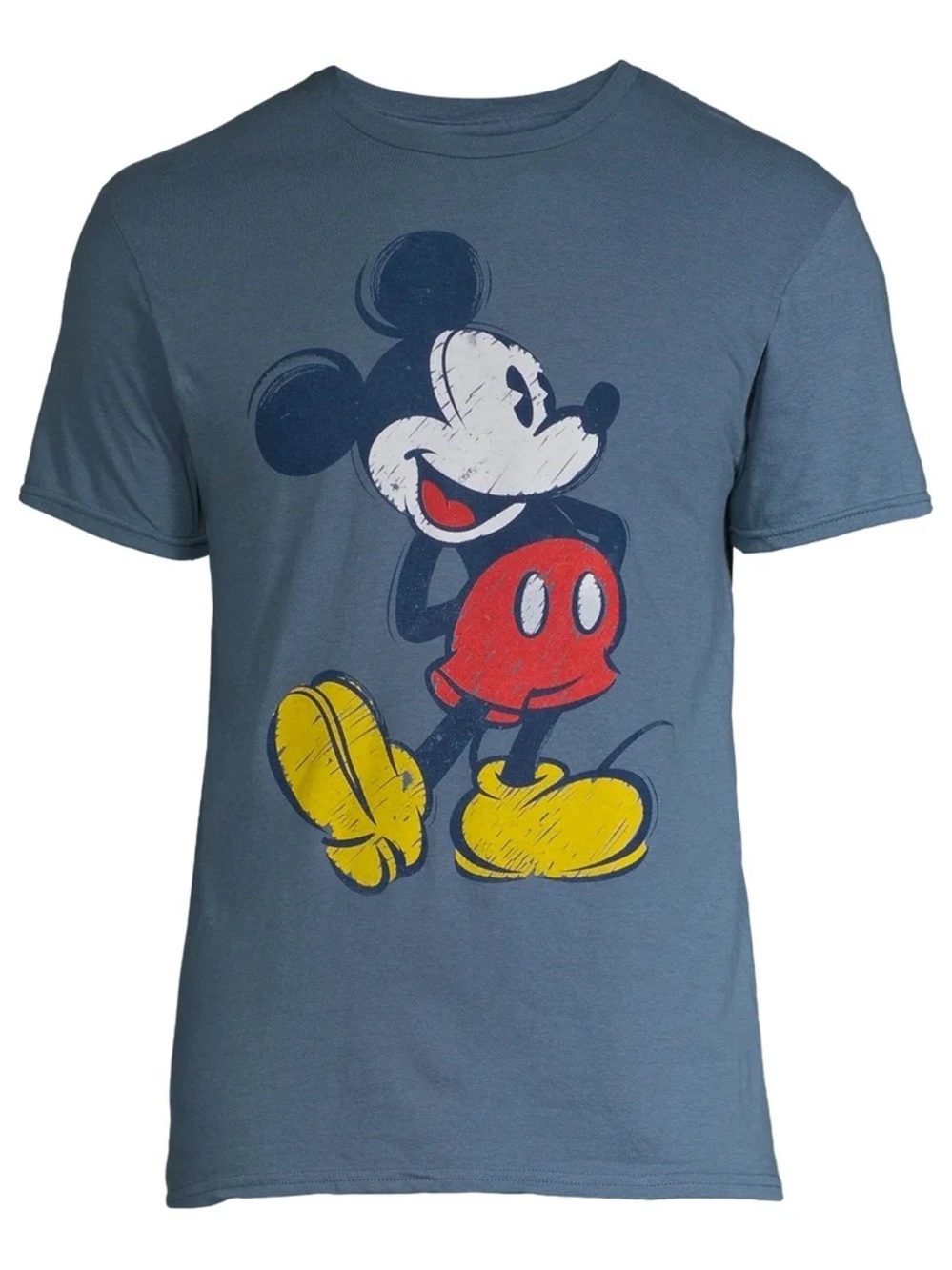 Mickey Mouse Vintage Style Graphic Tee Small Medium Unisex Blue Gray Disney